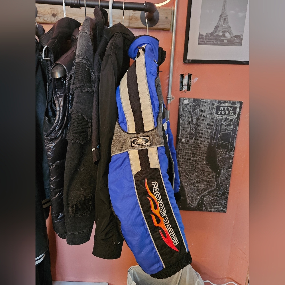 Factory Racing Blue and Black Bomber Jacket - Picture 3 of 5